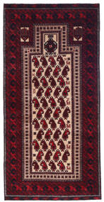  Beluch Matta 98X209 Äkta Orientalisk Handknuten Mörkröd (Ull, Persien/Iran)