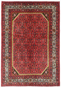  Hosseinabad Matta 144X205 Äkta Orientalisk Handknuten Mörkröd/Mörkbrun (Ull, Persien/Iran)