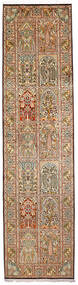  Kashmir Äkta Silke Matta 79X305 Äkta Orientalisk Handknuten Hallmatta Ljusbrun/Mörkbrun (Silke, Indien)