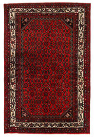  Hosseinabad Matta 133X205 Äkta Orientalisk Handknuten Mörkröd (Ull, Persien/Iran)