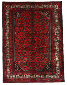  Hosseinabad Matta 141X193 Äkta Orientalisk Handknuten Mörkbrun/Mörkröd/Roströd (Ull, Persien/Iran)