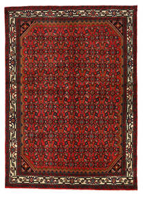  Hosseinabad Matta 150X209 Äkta Orientalisk Handknuten Mörkröd/Mörkbrun (Ull, Persien/Iran)