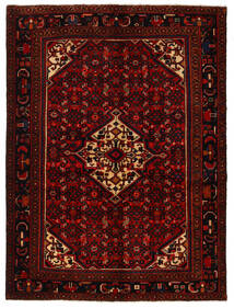  Hosseinabad Matta 155X210 Äkta Orientalisk Handknuten Mörkbrun/Röd (Ull, Persien/Iran)