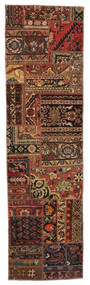  Patchwork - Persien/Iran Matta 69X251 Äkta Modern Handknuten Hallmatta Svart/Mörkbrun (Ull, Persien/Iran)