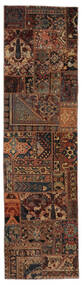  Patchwork - Persien/Iran Matta 80X294 Äkta Modern Handknuten Hallmatta Svart/Mörkbrun (Ull, Persien/Iran)