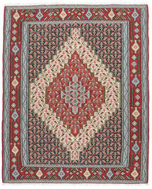  Kelim Senneh Matta 116X145 Äkta Orientalisk Handvävd Svart/Mörkbrun (Ull, Persien/Iran)