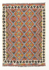  Kelim Afghan Old Style Matta 105X148 Äkta Orientalisk Handvävd Beige/Svart (Ull, Afghanistan)