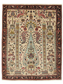  Sarough Matta 145X183 Äkta Orientalisk Handknuten Mörkbrun/Beige (Ull, Persien/Iran)