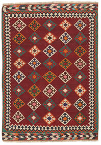 148X212 Kelim Vintage Matta Matta Äkta Orientalisk Handvävd Svart/Mörkröd (Ull, Persien/Iran)