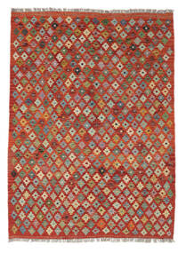  Kelim Afghan Old Style Matta 138X188 Äkta Orientalisk Handvävd Mörkröd/Mörkbrun (Ull, Afghanistan)