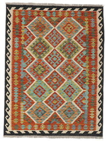  Kelim Afghan Old Style Matta 129X172 Äkta Orientalisk Handvävd Mörkröd/Mörkgrön (Ull, Afghanistan)