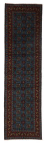  Afghan Matta 80X287 Äkta Orientalisk Handknuten Hallmatta Svart/Vit/Cremefärgad (Ull, Afghanistan)