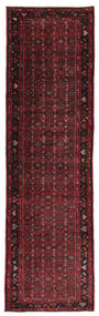  Hosseinabad Matta 110X395 Äkta Orientalisk Handknuten Hallmatta Svart/Mörkröd (Ull, Persien/Iran)