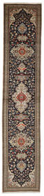  Tabriz Matta 80X395 Äkta Orientalisk Handknuten Hallmatta Mörkbrun/Svart (Ull, Persien/Iran)