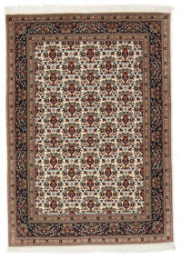  Tabriz 50 Raj Matta 104X147 Äkta Orientalisk Handknuten Mörkbrun/Svart ( Persien/Iran)
