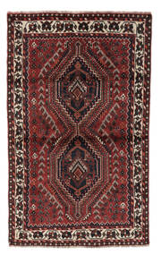  Shiraz Matta 101X165 Äkta Orientalisk Handknuten Svart/Mörkbrun (Ull, Persien/Iran)