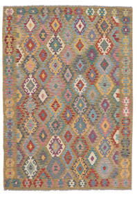  Kelim Afghan Old Style Matta 203X289 Äkta Orientalisk Handvävd Brun/Mörkgrå (Ull, Afghanistan)