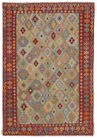  Kelim Afghan Old Style Matta 199X286 Äkta Orientalisk Handvävd Mörkbrun/Brun (Ull, Afghanistan)