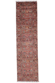  Shabargan Matta 80X302 Äkta Orientalisk Handknuten Hallmatta Vit/Cremefärgad/Mörkbrun (Ull, Afghanistan)