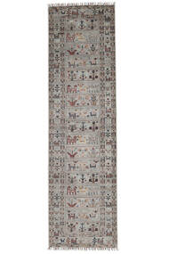  Shabargan Matta 85X303 Äkta Orientalisk Handknuten Hallmatta Vit/Cremefärgad/Mörkgrå (Ull, Afghanistan)