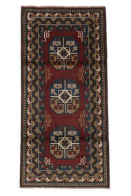  Orientalisk Afghan Fine Matta Matta 93X197 Hallmatta Svart/Brun (Ull, Afghanistan)
