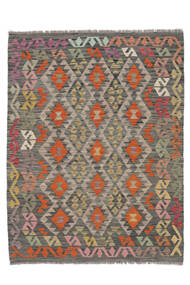  Kelim Afghan Old Style Matta 149X196 Äkta Orientalisk Handvävd Mörkbrun/Vit/Cremefärgad/Svart (Ull, Afghanistan)