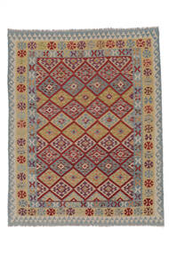  Kelim Afghan Old Style Matta 185X233 Äkta Orientalisk Handvävd Mörkbrun/Vit/Cremefärgad (Ull, Afghanistan)