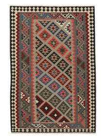  Kelim Matta 203X300 Äkta Orientalisk Handvävd Mörkbrun/Svart/Vit/Cremefärgad (Ull, Persien/Iran)
