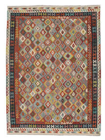  Kelim Afghan Old Style Matta 261X351 Äkta Orientalisk Handvävd Mörkbrun/Mörkgrön Stor (Ull, Afghanistan)