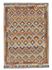  Kelim Afghan Old Style Matta 213X299 Äkta Orientalisk Handvävd Brun/Grön (Ull, )