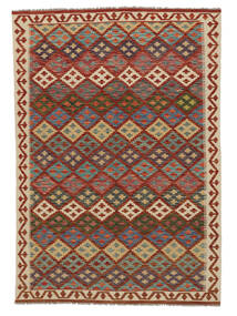  Kelim Afghan Old Style Matta 143X205 Äkta Orientalisk Handvävd Mörkbrun/Mörkgrön (Ull, Afghanistan)
