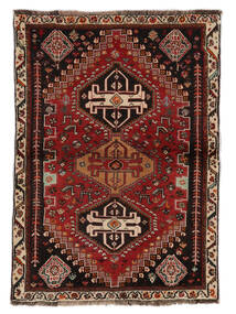  Shiraz Matta 105X150 Äkta Orientalisk Handknuten Svart/Mörkbrun (Ull, Persien/Iran)