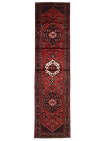  Hamadan Matta 100X400 Äkta Orientalisk Handknuten Hallmatta Svart/Mörkbrun (Ull, Persien/Iran)