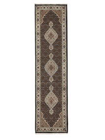  Tabriz Royal Matta 78X306 Äkta Orientalisk Handknuten Hallmatta Mörkbrun/Svart ( Indien)
