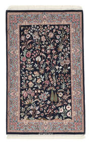 78X125 Isfahan Silkesvarp Matta Orientalisk Svart/Mörkröd ( Persien/Iran)